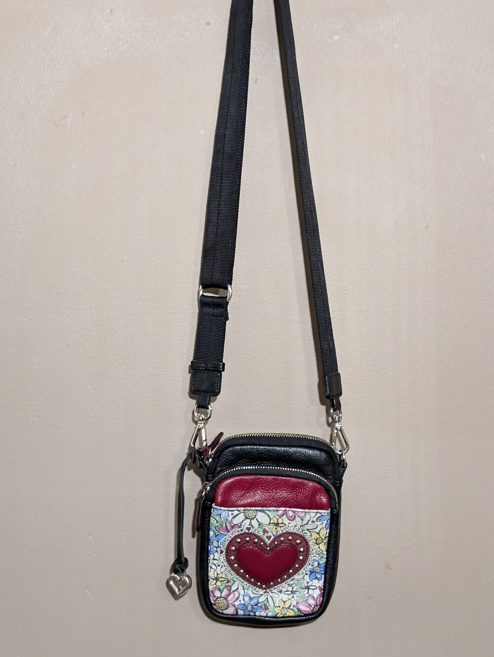 BRIGHTON Love Scribble Garden mini utility bag leather crossbody, 7 X 5 - Picture 10 of 12